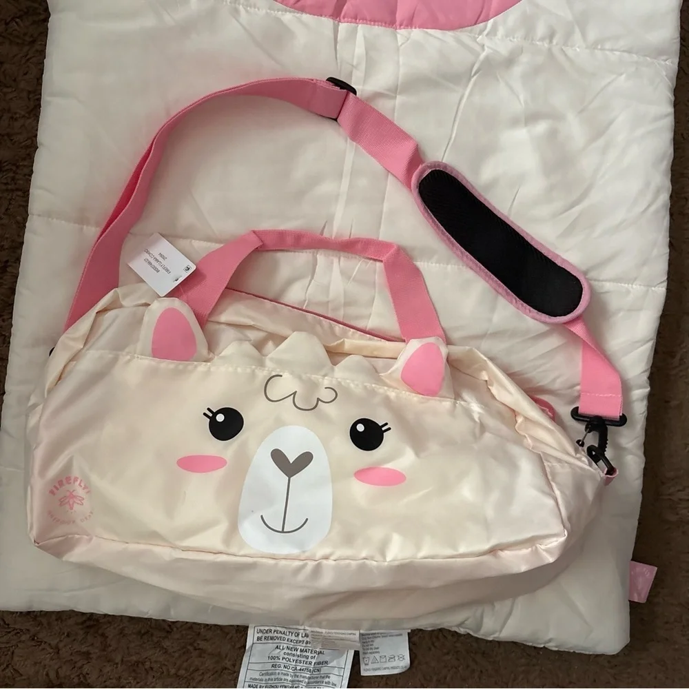 Firefly Izzy the Llama Sleeping Bag W/ Duffle Carrying Case Kids Girls Pink